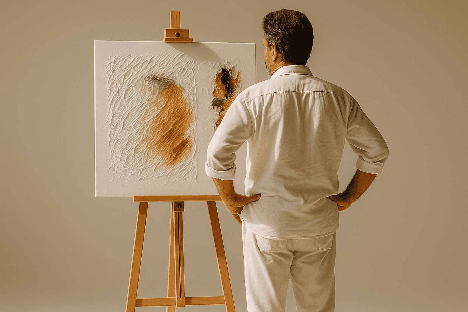 Beim Malen im Atelier
